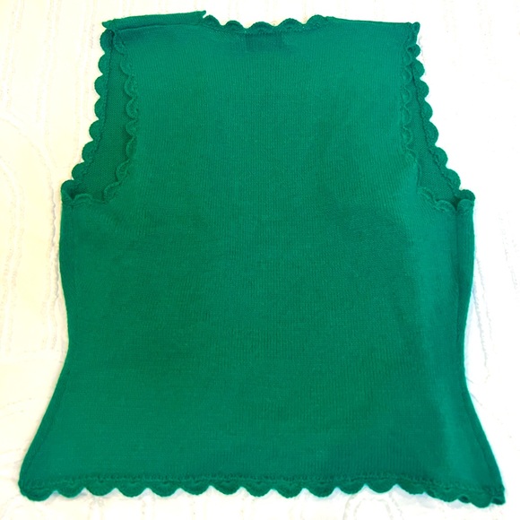 Vintage Koret Sweater Vest Women's - Green Floral Embroidered Button Up - Picture 6 of 6